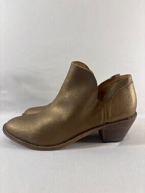 Anthropologie Kelsi Dagger Brooklyn Bronze Metallic Leather Bootie 10‎ Western